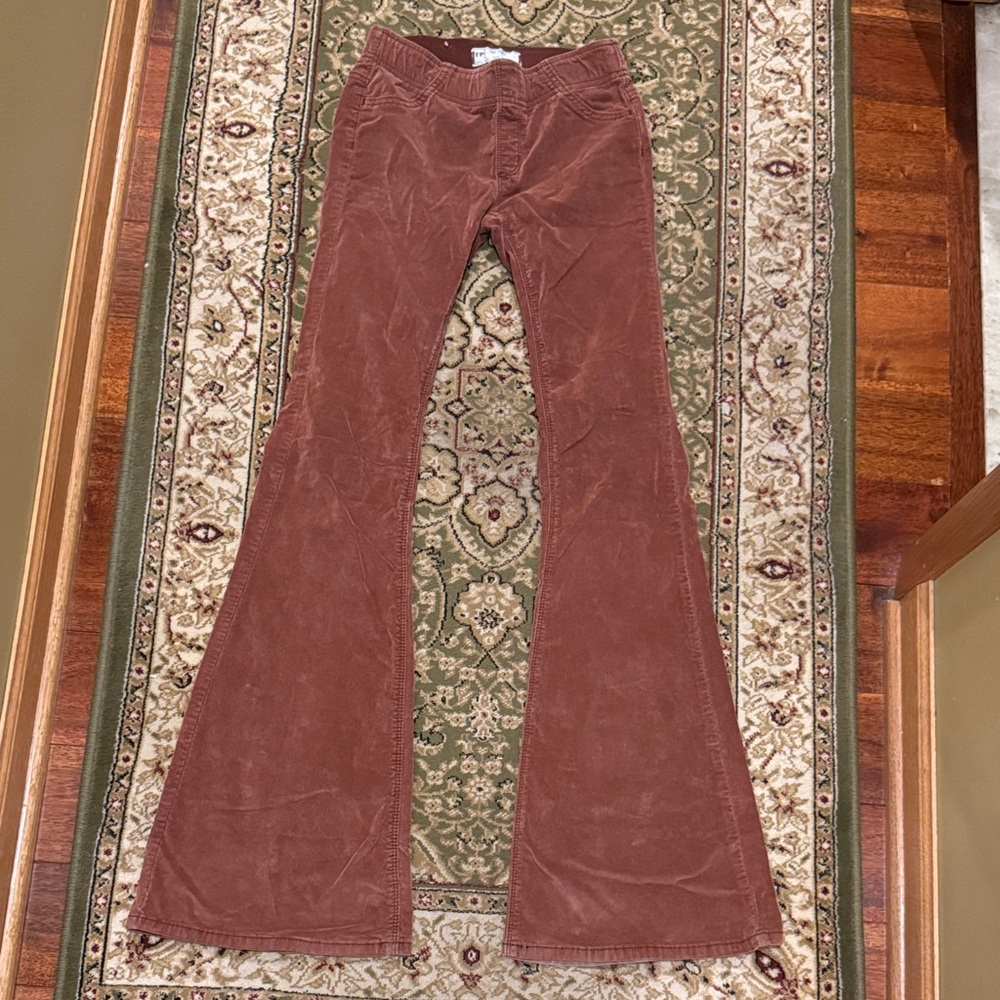 Free People Corduroy Flare Pants in Rust Brown